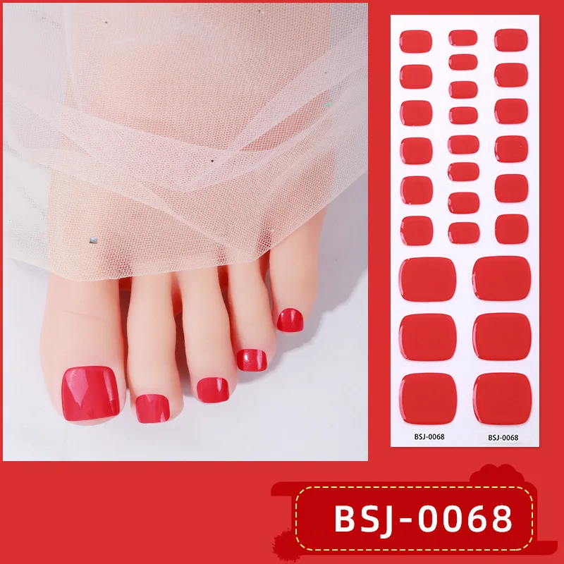 26 Tips Semi-cured Gel Nail Sticker Solid Color Toe Nail Decals Light Therapy Nail Polish Glue Manicure Sticker