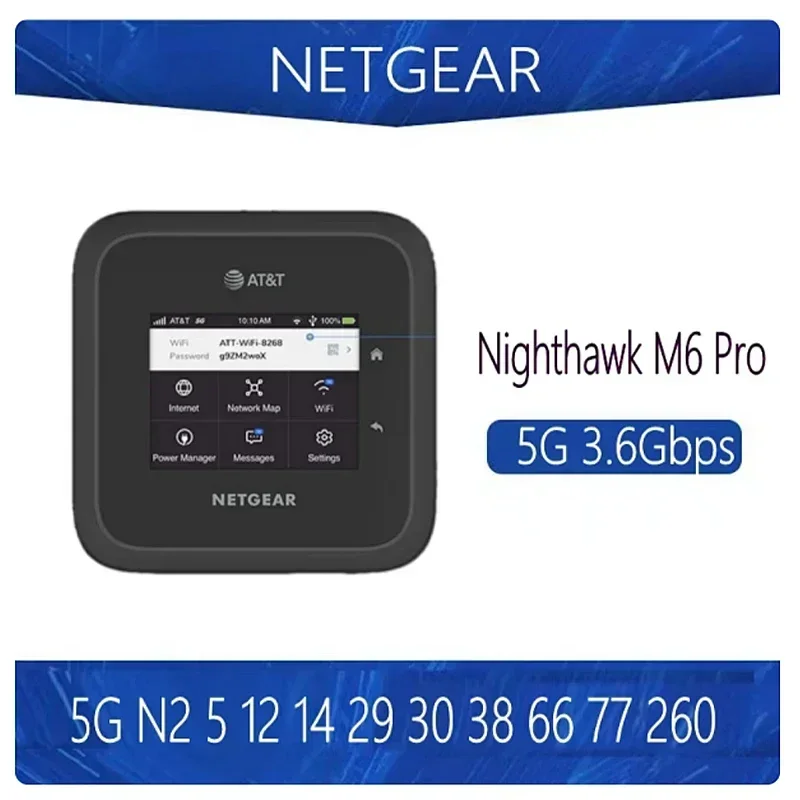 Netgear Nighthawk MR6500 M6 Pro Unlocked WiFi Router Global 5G Band mmWave Sub6 WiFi6e 3.6Gbps 2.5G Ethernet Port SDX65 For AT&T