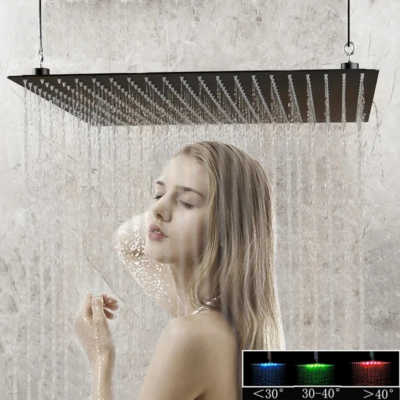ZAPPO 8~20 Inch Matte Black Ultra-thin Rain Shower Head Bathroom Square Super Slim Rainfall Water Spray for Shower Faucet Use