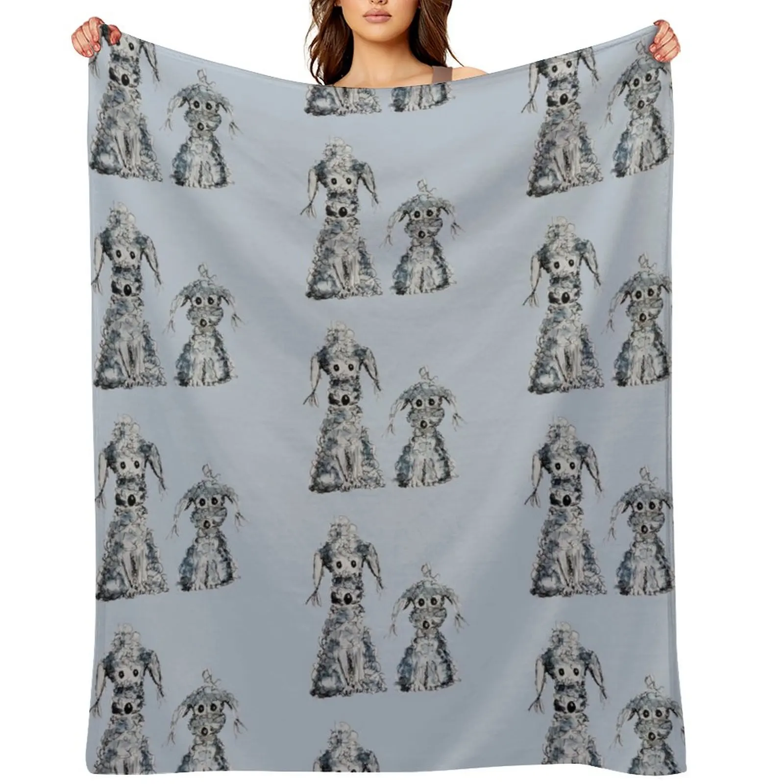 

Two Curly Cute Dogs, Bedlington Terrier Dog Throw Blanket Summer Beddings Nap Multi-Purpose Winter beds Blankets