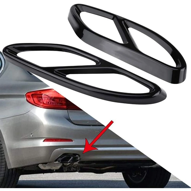 2Pcs Stainless Steel Tail Throat Exhaust Pipe Muffler Tip Cover Trim For Mercedes Benz W206 C-Class B-Class 2021