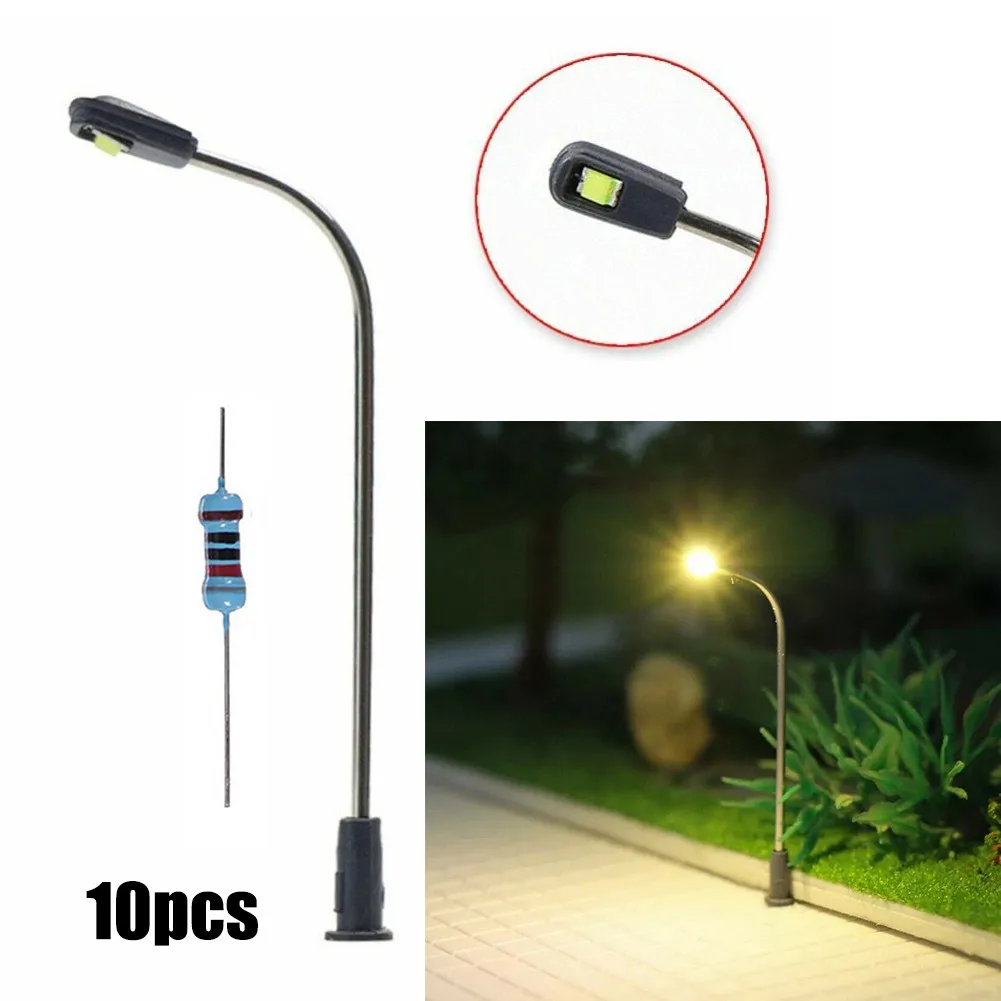 10pcs 3V Warm White Model Street Lights Railroad Train Scenery Decoration Lamppost Building Landscape Accessories Kids Toys