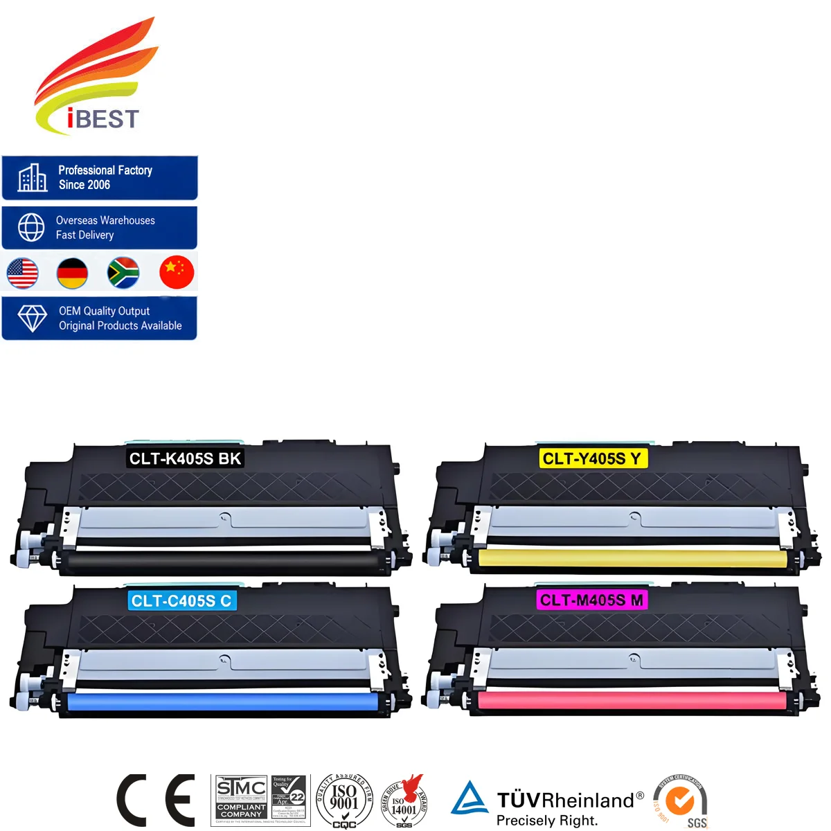 IBEST Cartouche Compatible Samsung CLT 405S KCMY Color Toner Cartridge Compatible Samsung SL-C422W 420W 423W SL-C472FW