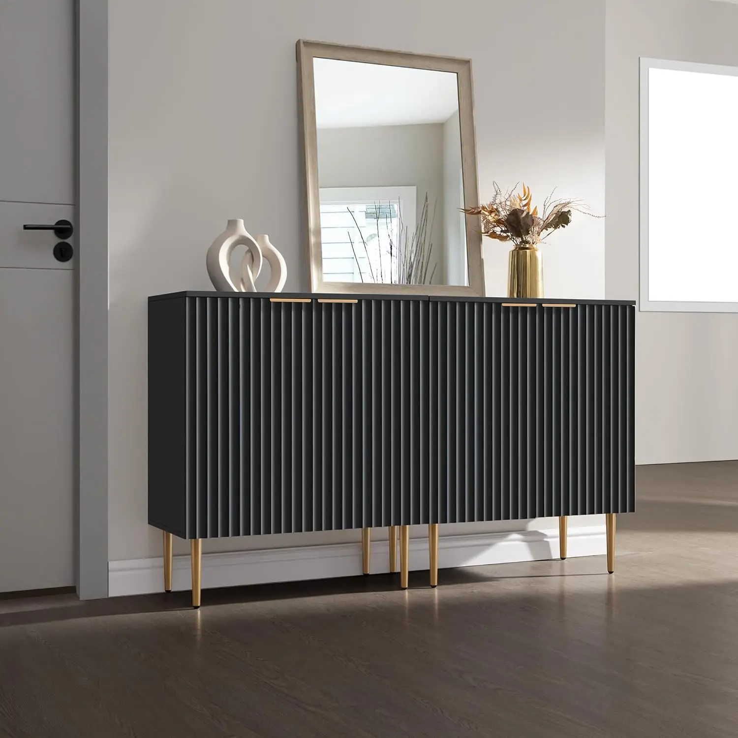 Credenza moderna da 57' con 4 ripiani regolabili - Consolle salvaspazio per ingresso, cucina, soggiorno