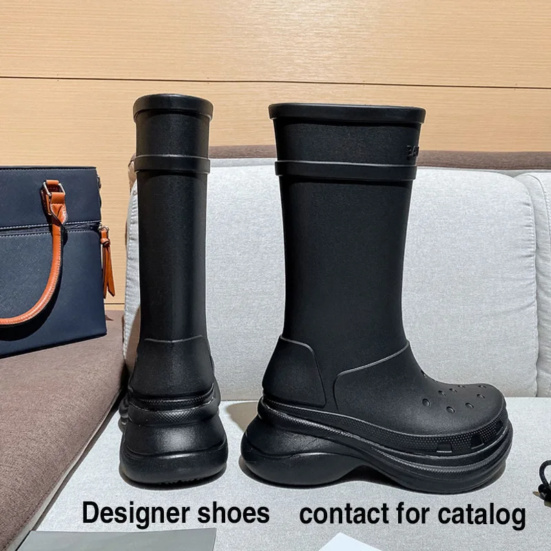 5.5cm Thick soled rain boots jelly 5 color Rain boots for women rubber waterproof