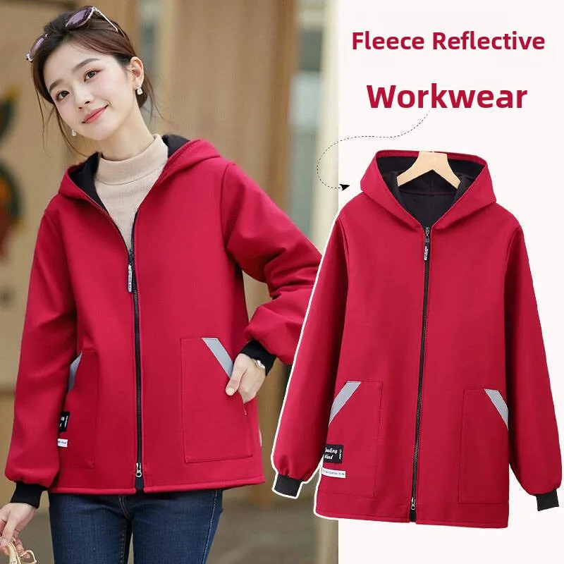 

Thickened Fleece Waterproof Oilproof Short Style Men Women Outdoor Work Clothes Autumn Winter Cotton Overalls Korean Style