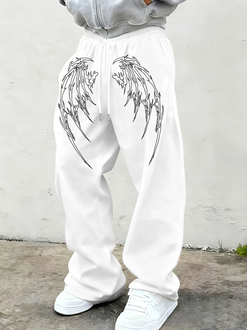 

Мужские универсальные однотонные спортивные брюки свободного кроя на шнурке, весенне-осенние мужские повседневные длинные брюки для дома и улицы