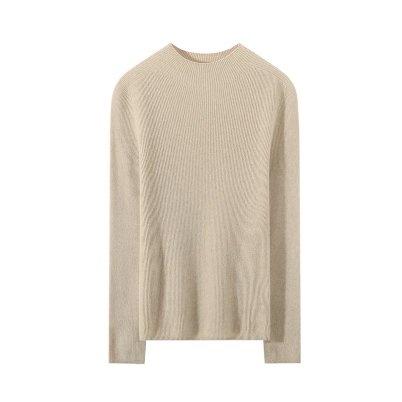 

Women's 100% pure cashmere sweater casual solid color knitted pullover Tops slim fit half high neck Jumper base Blouse for warm
