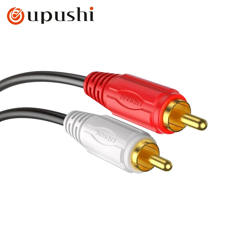 Oupushi dual lotus head audio cable, two pairs of red and white plum blossom AV signal audio connection cable two RCA plugs