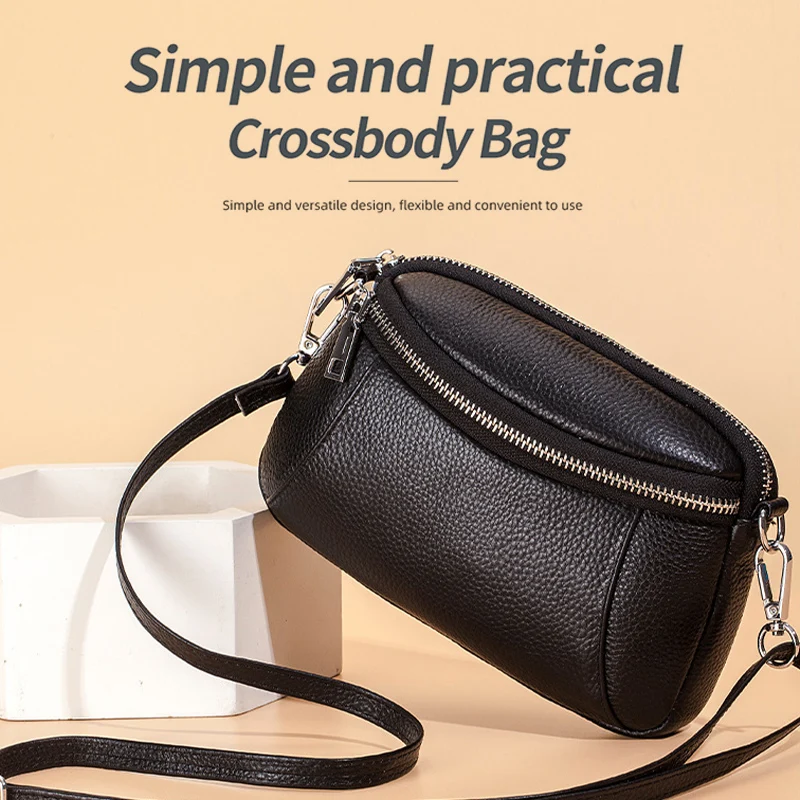 Genuine Mobile Phone Crossbody Bag Leather Fashion Minimalist Shoulder Stylish Simple Shoulder Mobile Phone Bag Large Capacity