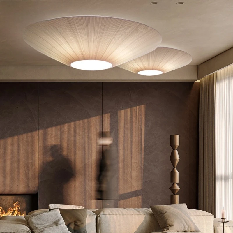 القرون الوسطى الإبداعية غرفة المعيشة ضوء السقف فندق B & B غرفة نوم غرفة الطعام دراسة الحديثة بسيطة كريم الرياح القماش