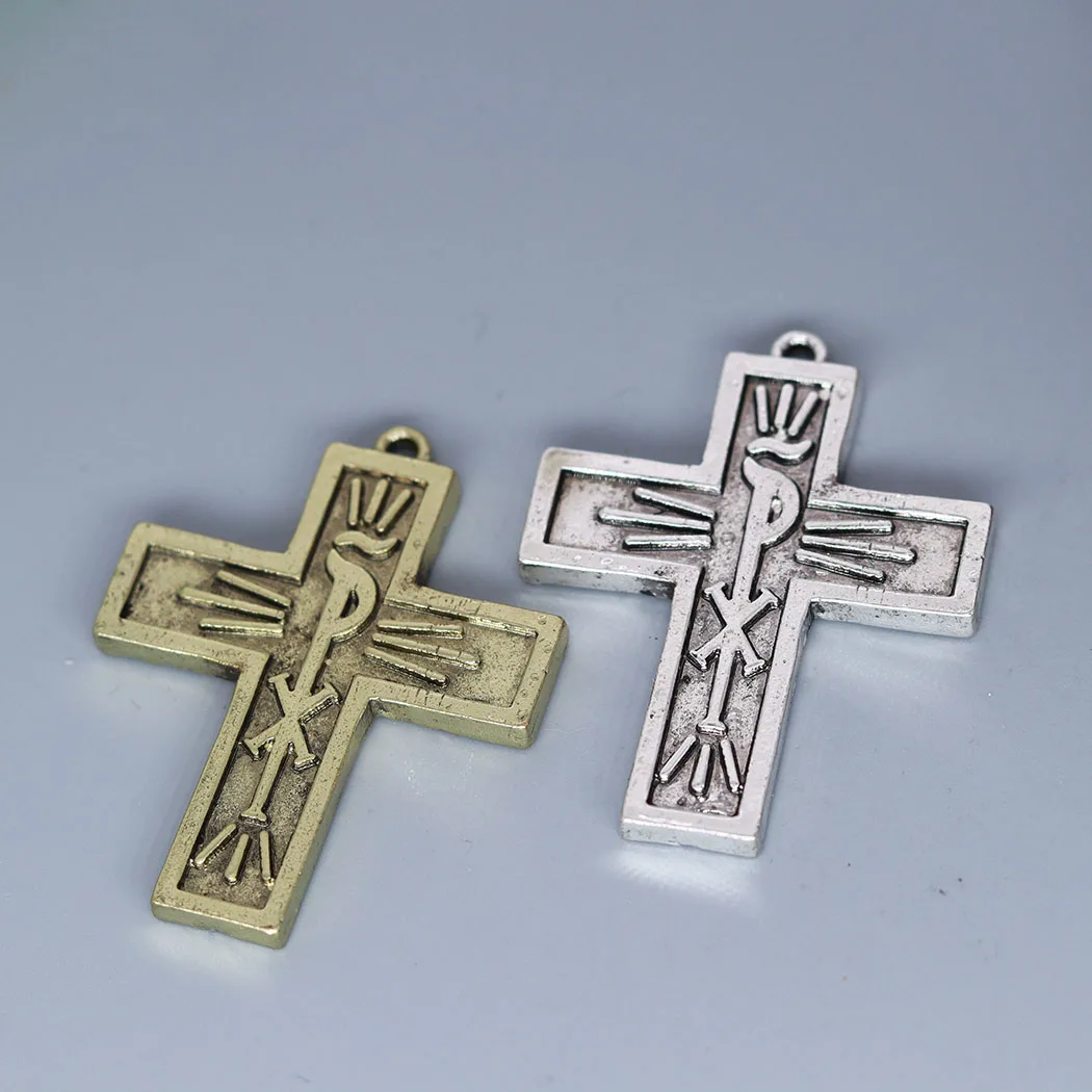 2Pcs/lot Chi Rho Crucifix Cross Pendant For DIY Jewelry Making Necklace Keychains Men Charms Viking Slavic Crafts