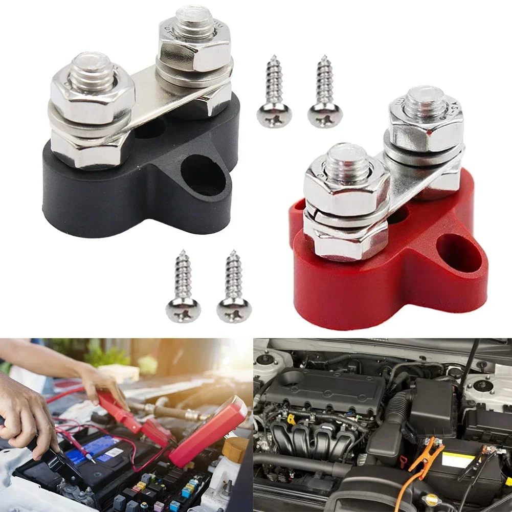 

Red Black Junction Block Power Post Insulated Terminal Stud Battery 5/16" Ring Distribution Studs Terminal Blocks Car Electronic