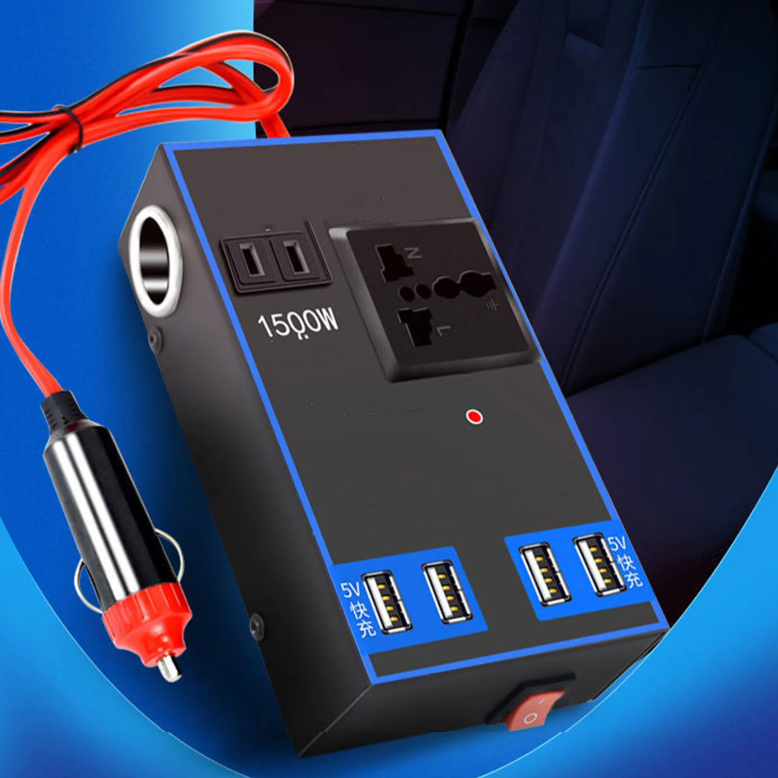 Car Power Converter Inverter Car Power Inverter 12V 24V to 110V 220V 1500W Multifunctional Truck Home Outlet Power Converter