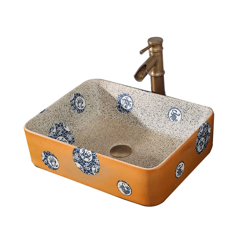 

Chinese wind table square Chinese retro bathroom balcony basin bathroom household face pool