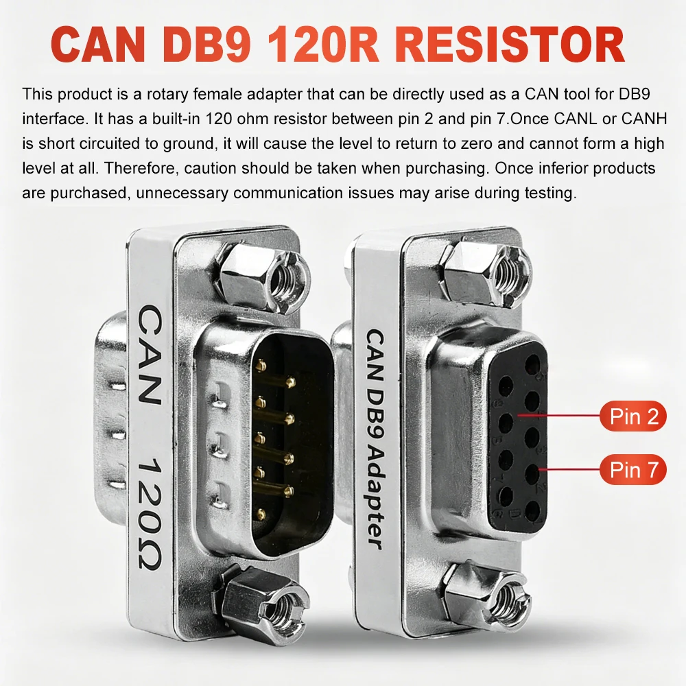 DB9 Male to Female Plug 9-pin Serial Port CAN Bus Adapter Head DB9 Male Female With Built-in 120 ohm Terminal Resistor Connector