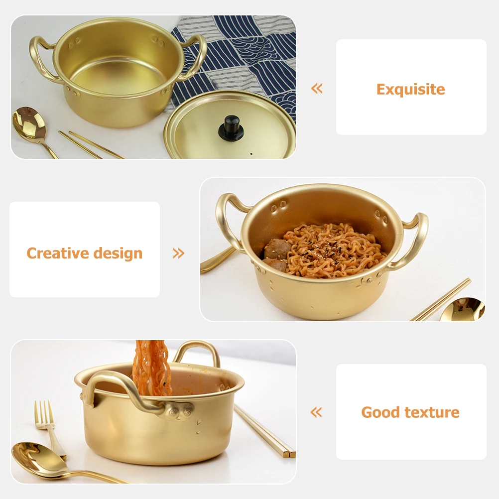 

Instant Noodles Pot Soup Porridge Kitchen Supply Metal Chopsticks Spoon Fork Ramen Broth Cookware Set