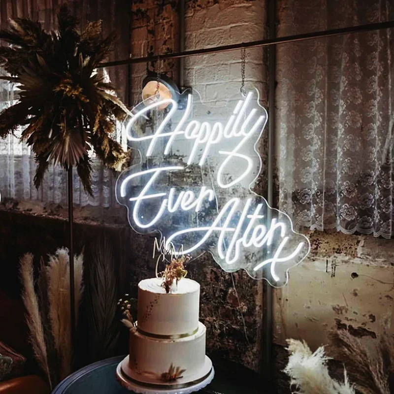 Happily Ever After Neon Wedding Sign, Neon Light, Led Sign for Wedding Backdrop,Wall Decor,Party Decor