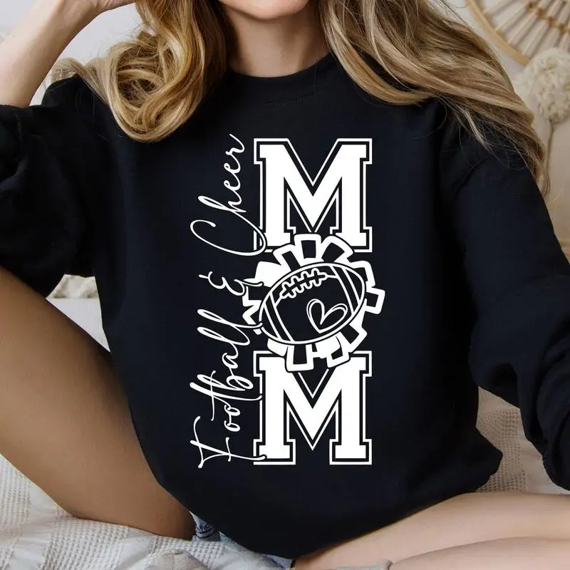 

Football Mom Sweatshirt Women Cheerleader Game Day Pullover Funny Graphic Gift for Her Sporty Casual Crewneck Jumper