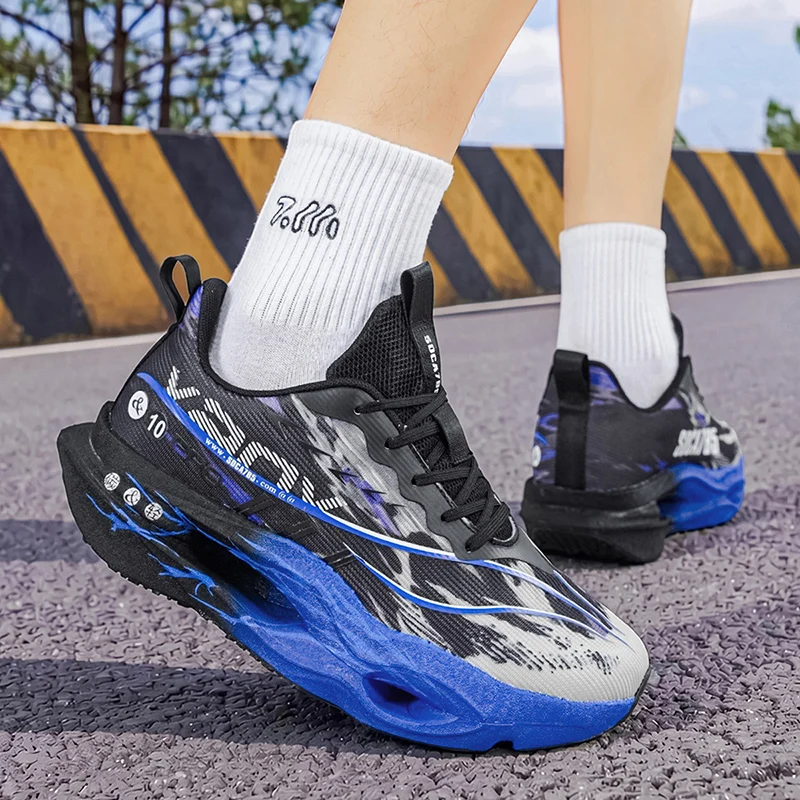Herren-Freizeitsportschuhe mit Carbonplatte zur Laufunterstützung, atmungsaktivem Mesh, bequemen, niedrigen Schnürschuhen für Trailrunning, Zero-Drop-Sohle, langsamem Rückprall, rutschfest, geeignet für Fitnessstudio, Jogging und Camping. – Detail 16