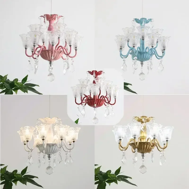 

Romantic Modern Cute Mini Crystal Chandelier for Girls' Bedroom Princess Style Warm Lighting Children's Room Dining Table Decor