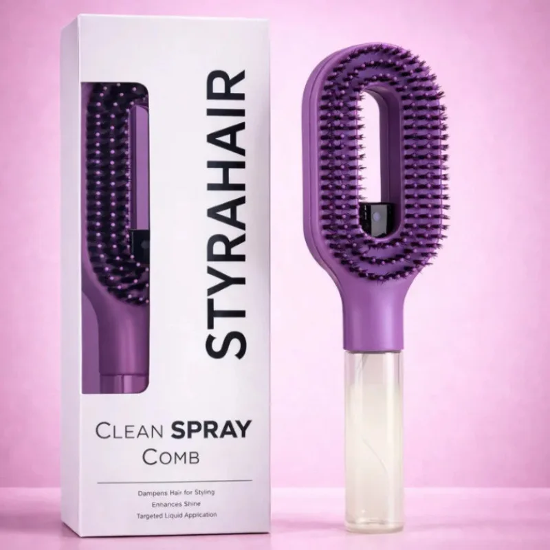 2 in 1 Spray Massage Comb Essential Oil Water Spray Bottle Anti Static Scalp Massager for Hair Detangling Daily Hair Care Salon