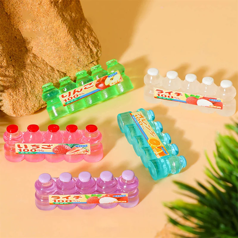 

1PC Resin DIY Accessories Miniature Dollhouse Juice Beverage Bottle Model Mini Play Kitchen For Doll Food Toy