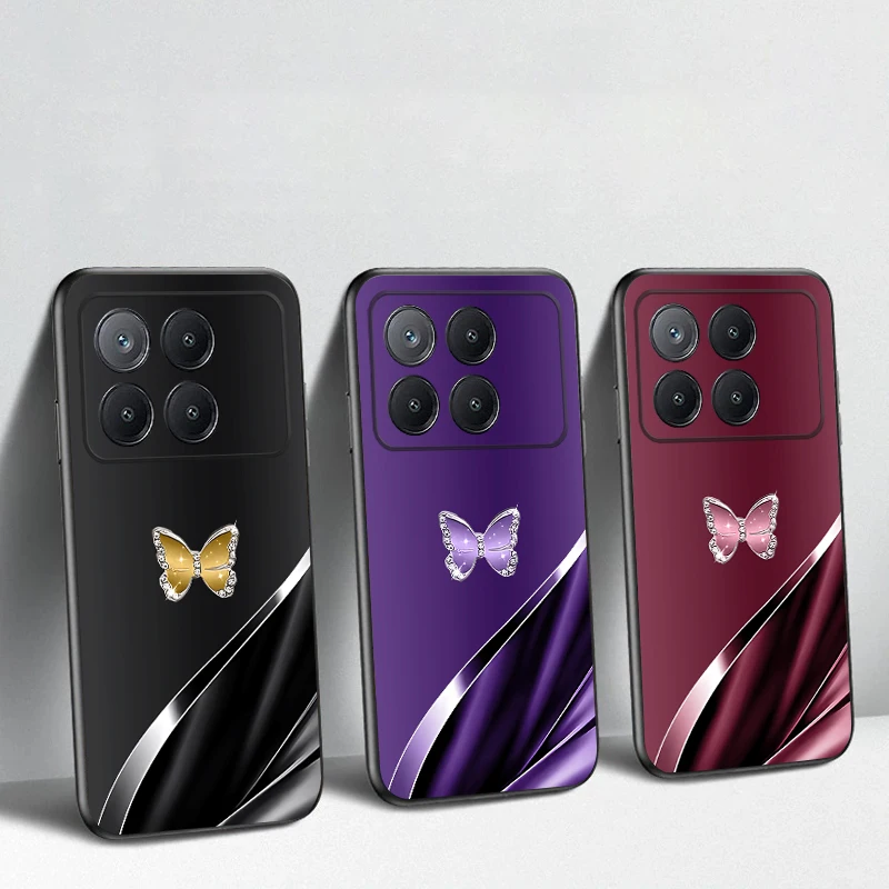 

Green pink butterfly For Xiaomi Poco X7 M7 Pro 5G M5 X4Pro M4 6 4G C65 75 F6 F5 X6 5 7 X5 F7 Ultra M5S 4Pro 5G soft phone case