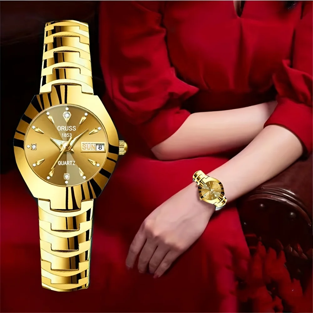 Gorgeous beautiful women's watch personality chic fashion all durable high-end atmosphere gentle trend double calendar durable c