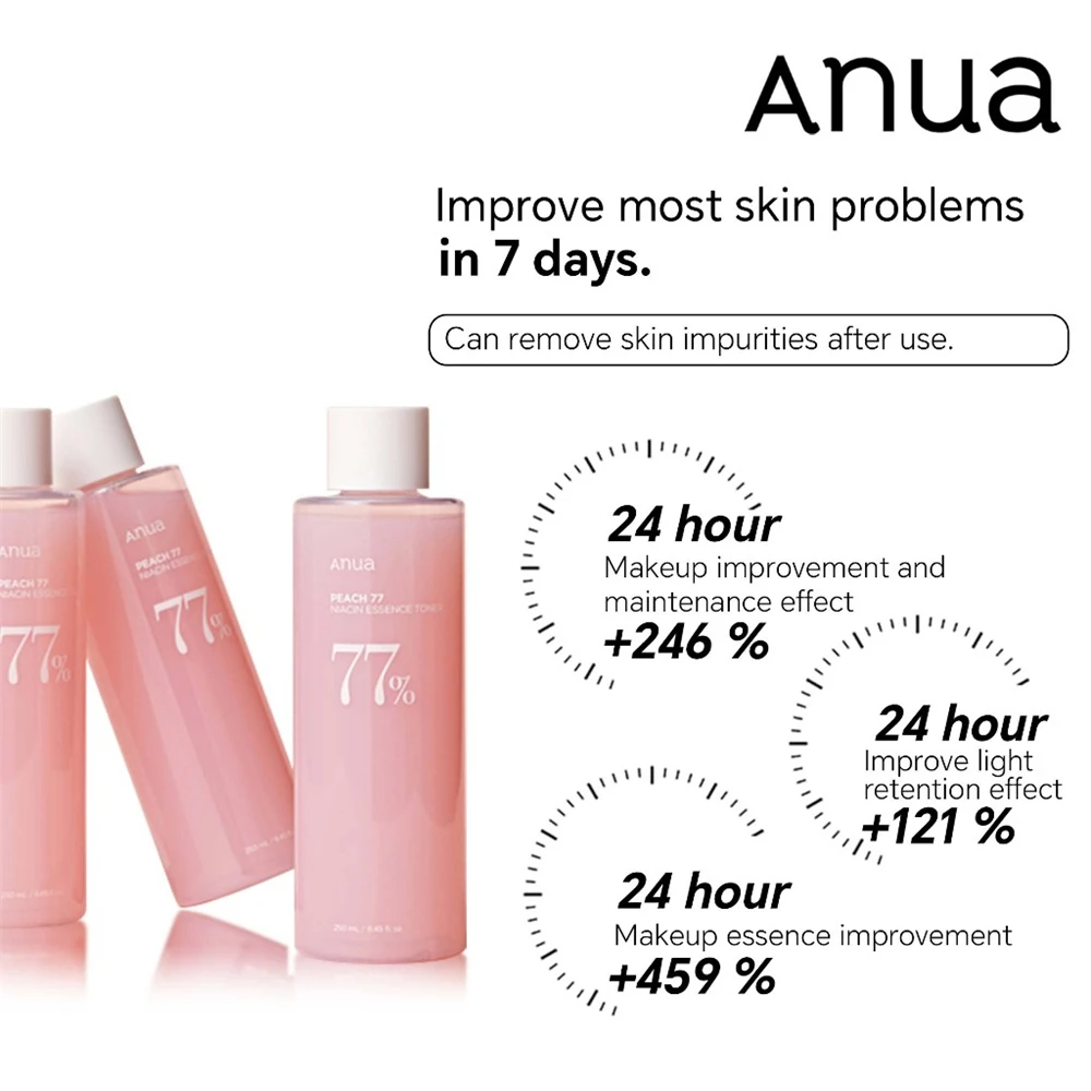 Anua Hautpflege Pfirsich 77Niacin Essenz Toner 250ml/aufhellen der Toner für Gesicht, Niacin amid, Panthenol, Ceramid, koreanisches Original