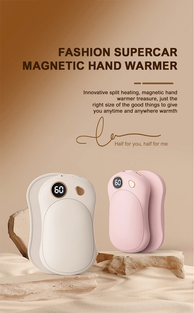 5000mAh Portable Hand Warmer Power Bank USB Rechargeable Mini Hand Warmers With Digital Display Travel Outdoor Camping