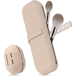 Travel Makeup Brush Holder, Silicone Cosmetic Brushes Bag Makeup Sponge Case Portable Waterproof Makeup Tools for Women Girls