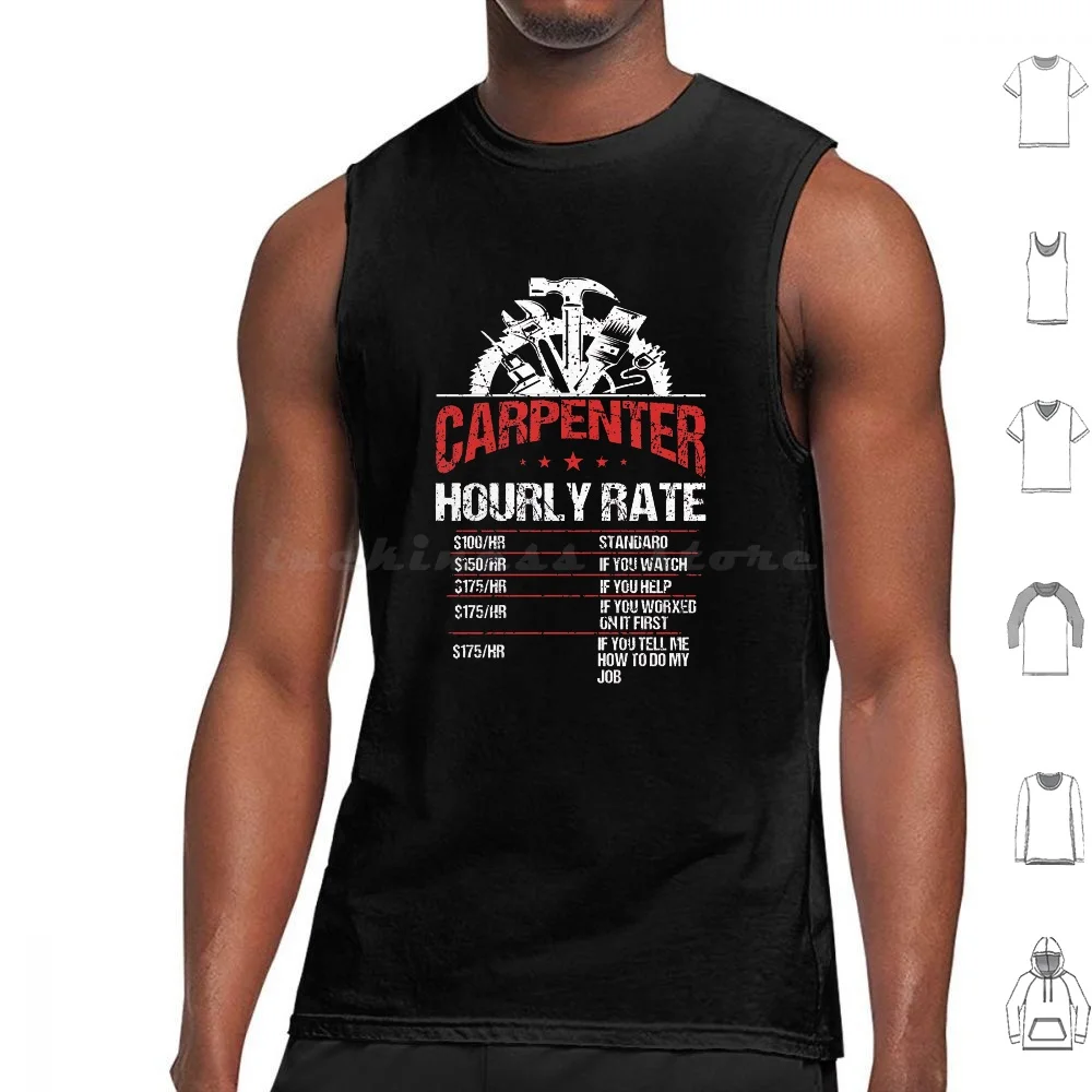 Carpenter Hourly Rate Funny Carpenters Woodworking Tank Tops Vest Sleeveless Carpenter Birthday Carpenter Careers Carpenter