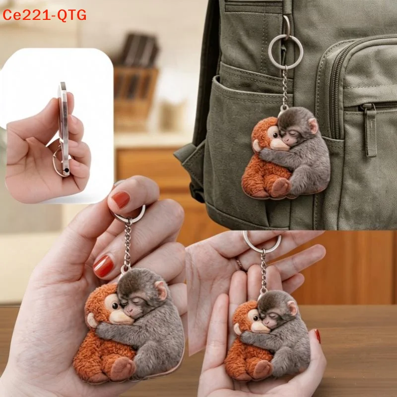 NEW NEW New Cute Protect Punch The Monkey Acrylic Keychains Cartoon Bag Pendant Keyrings Creative Jewelry Fans Friends Gifts