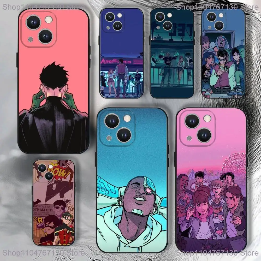 

T-Teen Robin T-Titans Go Phone Case For iPhone 16,15,14,13,12,11,Pro,XS,Max,XR,Plus,E,SE4,Mini Black Soft Cover