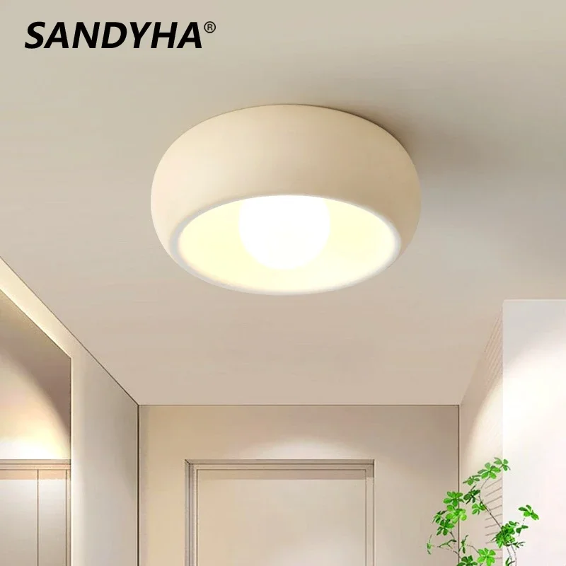 

Modern Cream Style Ceiling Light White Circular Hanging Chandelier Decor Bedroom Bedside Dining Table Corridor Led Pendant Lamp