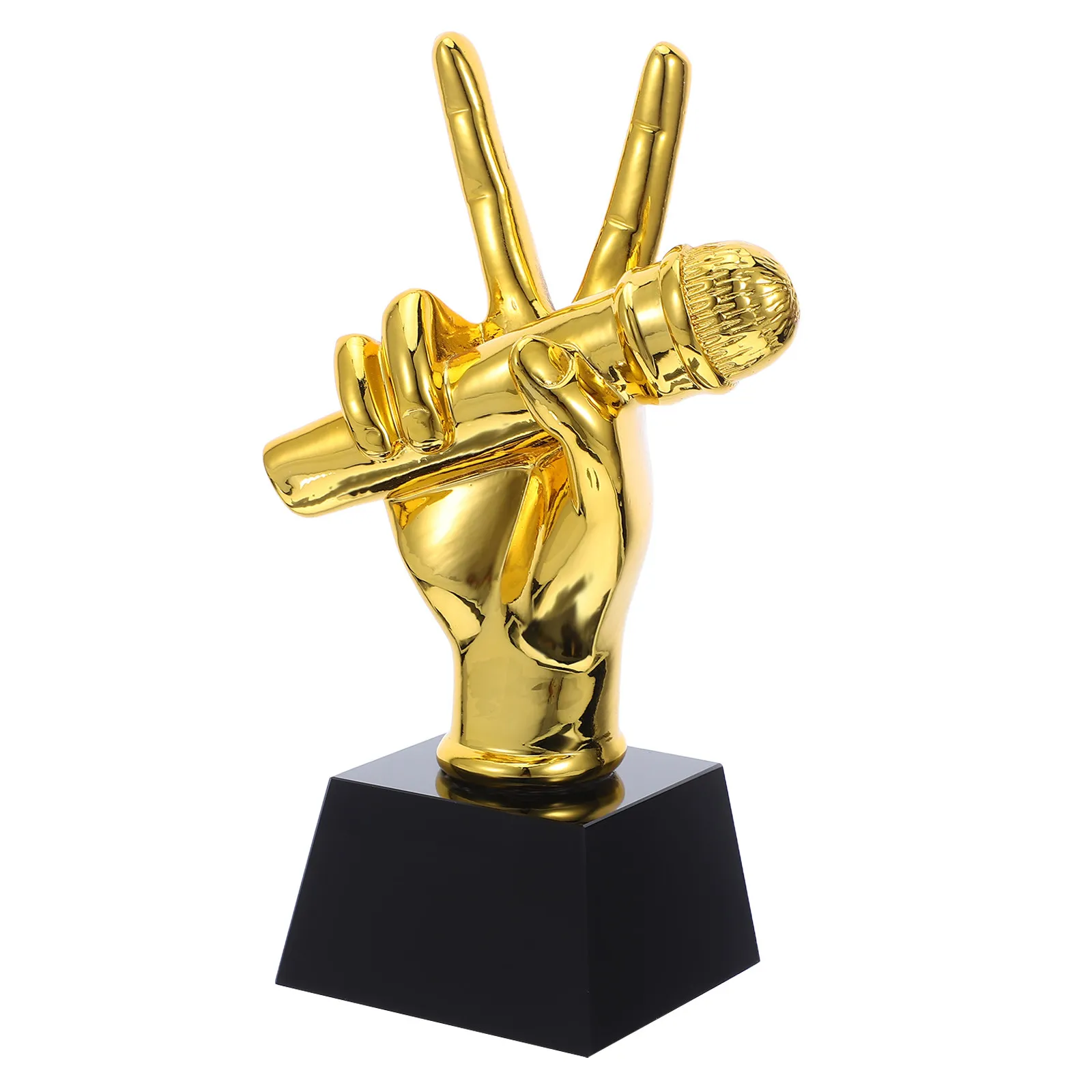 Resin Microphone Trophy Vintage Style Singing Contest Award Music Competition Karaoke Party Decoration for Performers Hosts