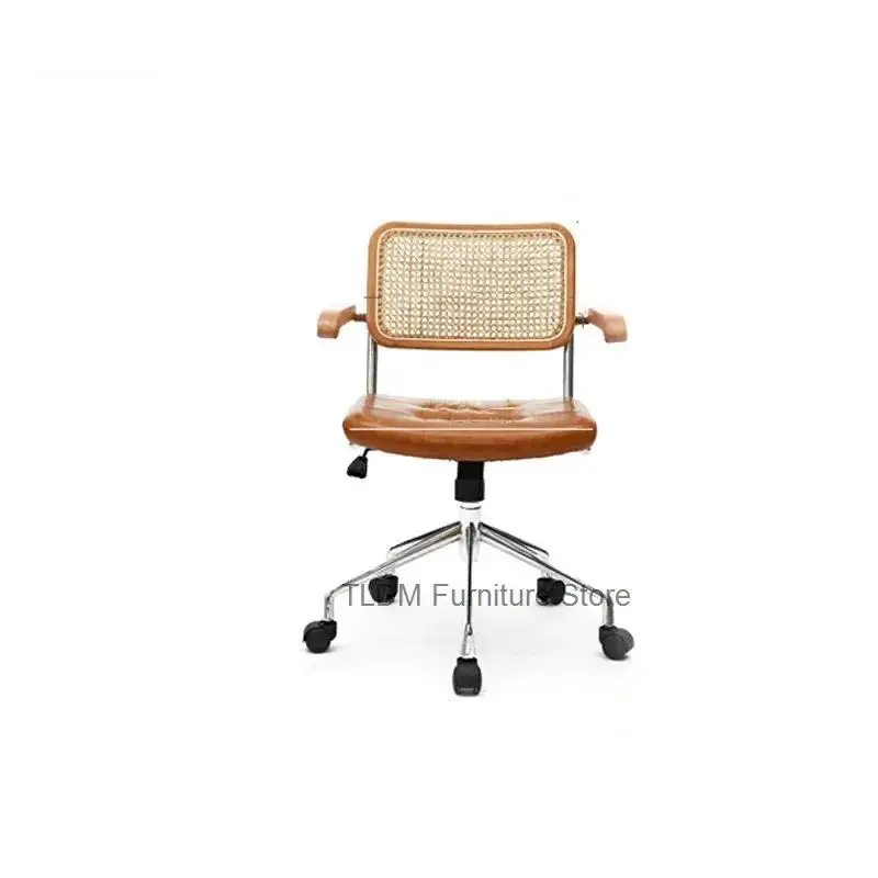 Chair Log Backrest Ancient Desk Rattan Rotating Computer Comfortable Armchair Chair Retro Gaming Lift Chairs Office Furniture Z