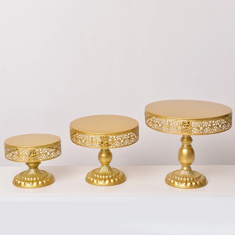 

Gold Round Metal Pedestal Holder Cake Stand Cupcake Dessert Pastry Candy Display Plate Tower for Wedding Birthday Party