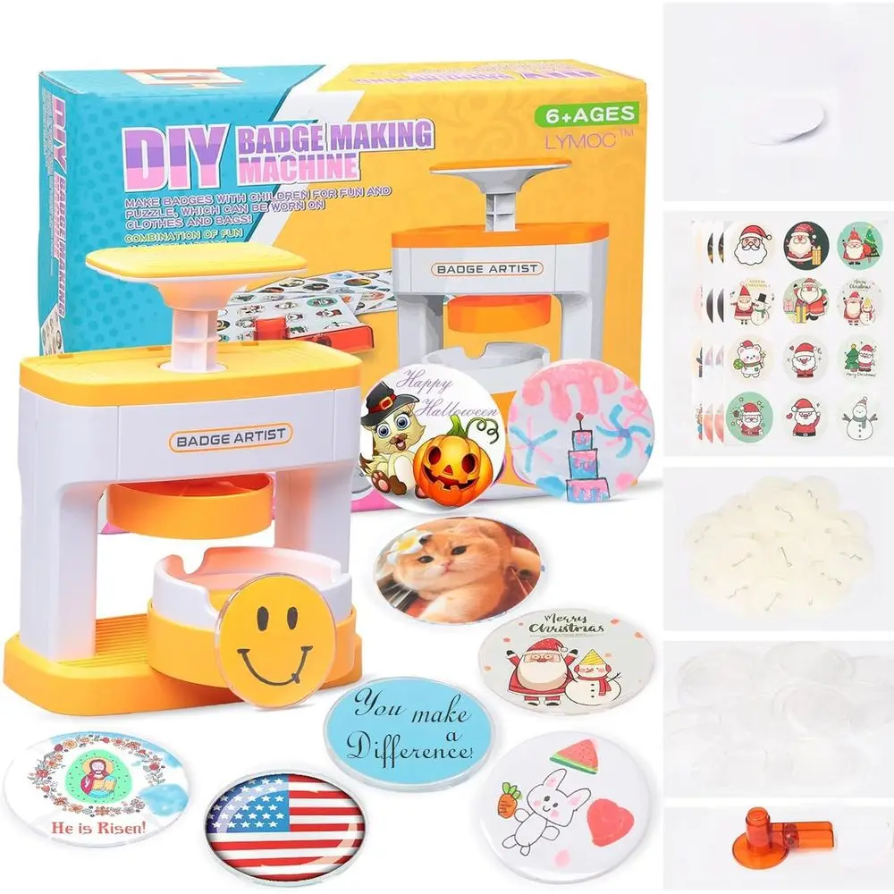 

DIY 55mm Pin Button Maker Kit with 48pcs Parts and Circle Cutter for Kids' Badges