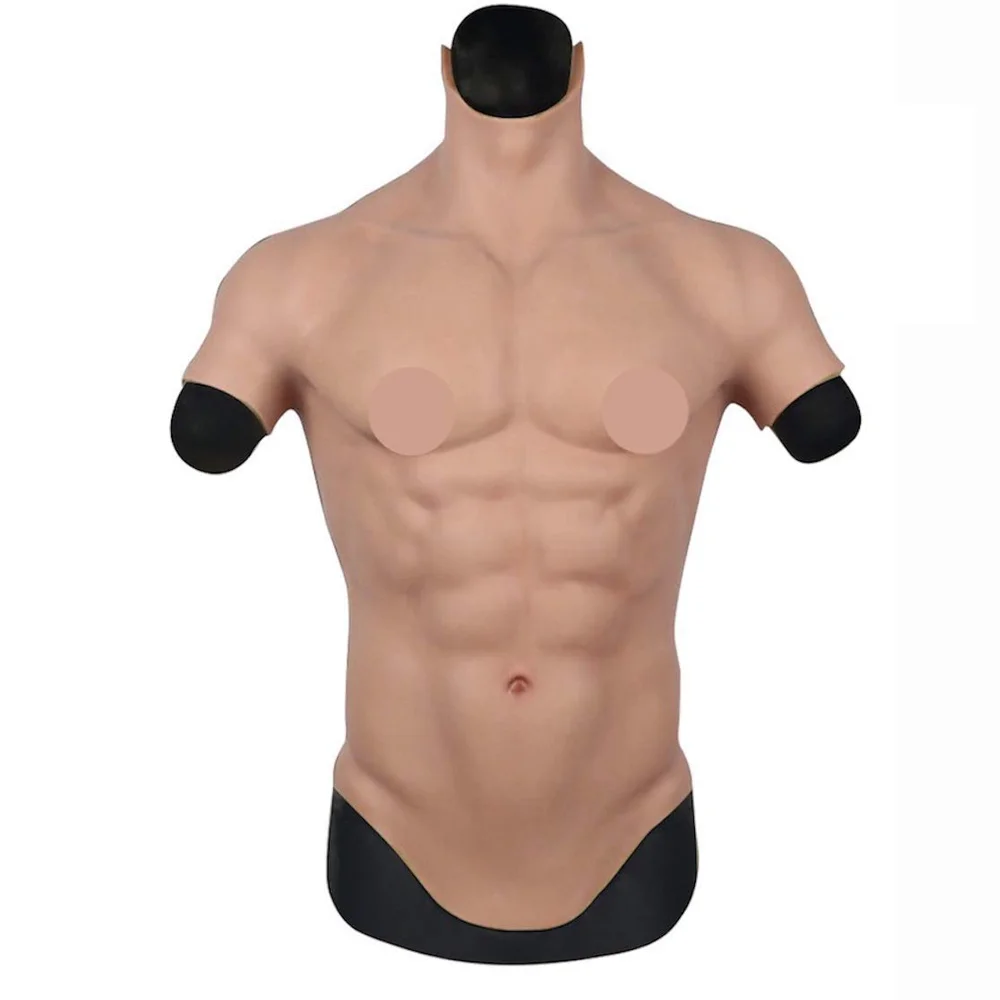 

Tgirl Realistic Fake Muscle Silicone Male Chest Half Body Suit with Lifelike Skin Texture, for Cosplay Carnival Costume Props