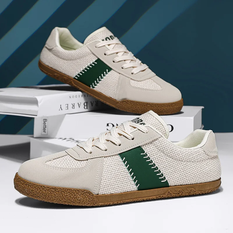 Maden Vintage German Training Baseball Shoes for Men White Casual Running Sports Shoes Outdoor Tennis Sneakers Lace-up Trainers