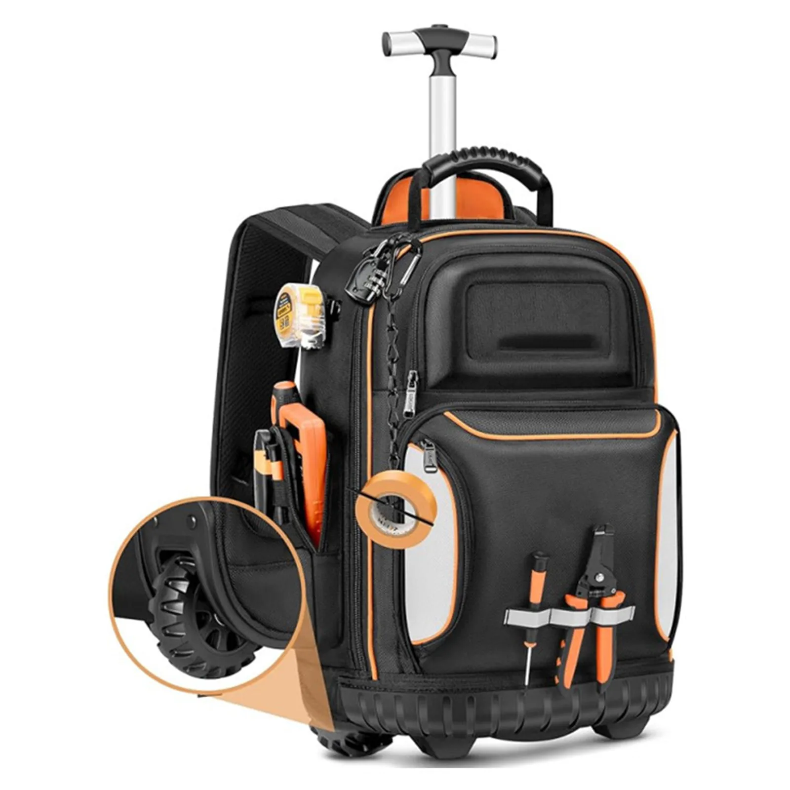 

Waterproof Travel Trolley Bag Electrician Outdoor Backpack Toolbox Tool Case Durable Handbag Single Rod 2 Silent Wheels Luggage