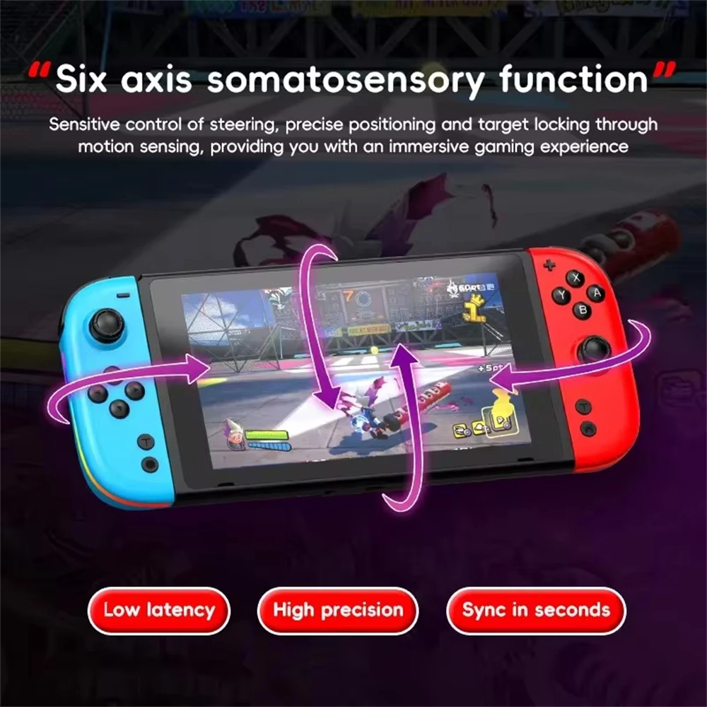 

Новый контроллер FGCLSY Joy Pad с RGB LED подсветкой для Nintendo Switch/Lite/Oled JoyCon, джойстик Hall с 6-осевым гироскопом и функцией Turbo