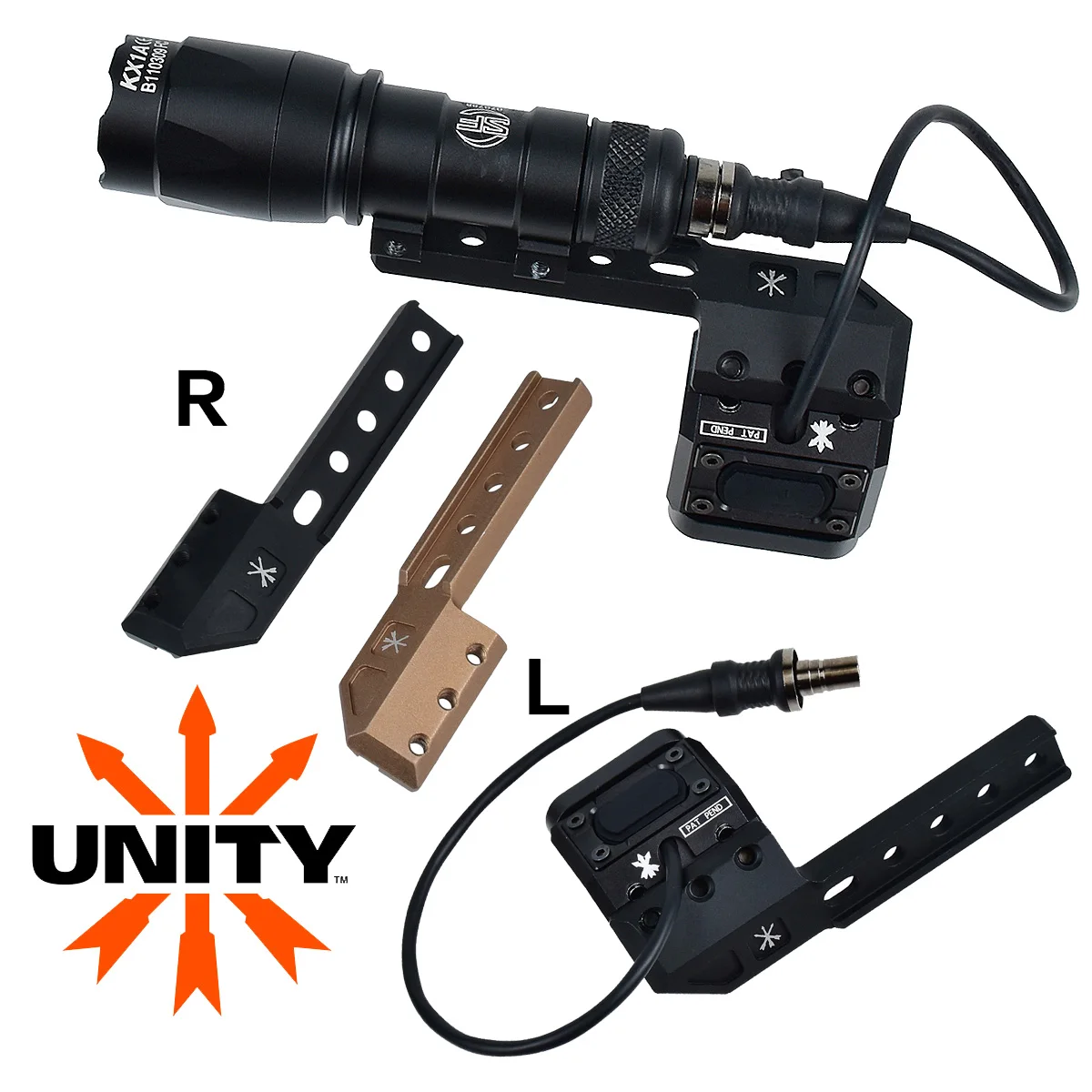 Support de montage décalé UNITY 20 mm Picatinny pour lampe torche tactique Surefire M600 M300 M600C M300A et lampe de reconnaissance pour armes