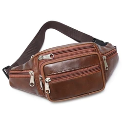 Men's Waist Pack Leather Bag Waist Belt Bag Male Leather Fanny Pack Fashion Luxury Small Shoulder Bags For Men 2023 New