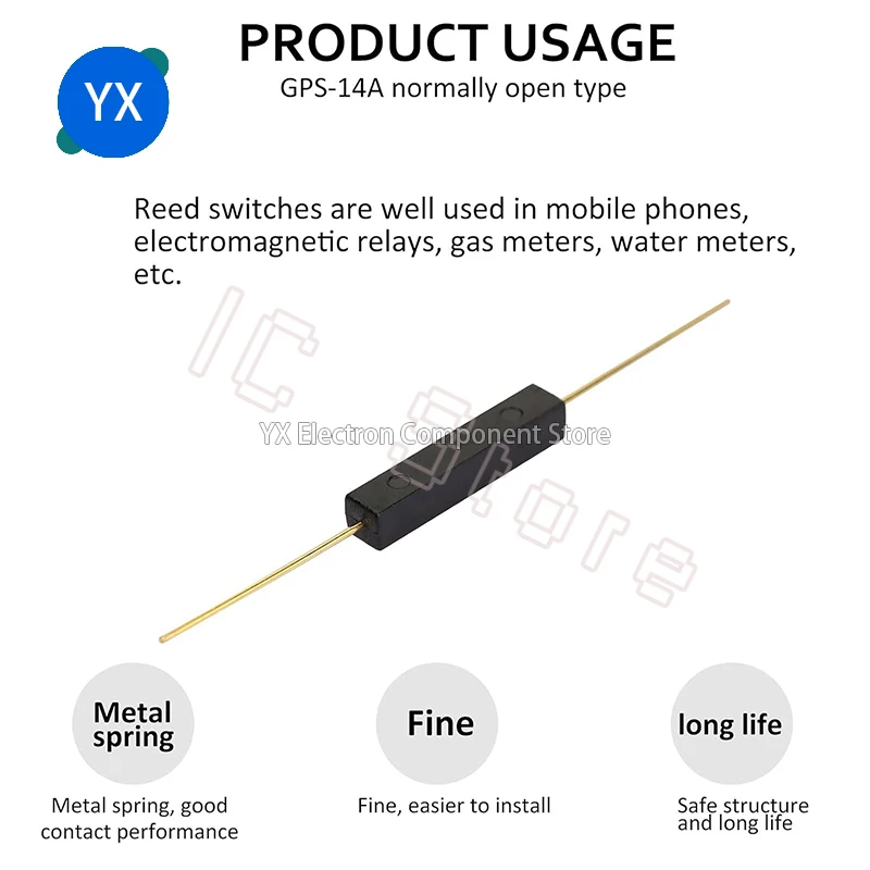 50PCS Reed Switch GPS-11A 11mm Plastic Anti-Interference Normally Open Magnetic Control Switch