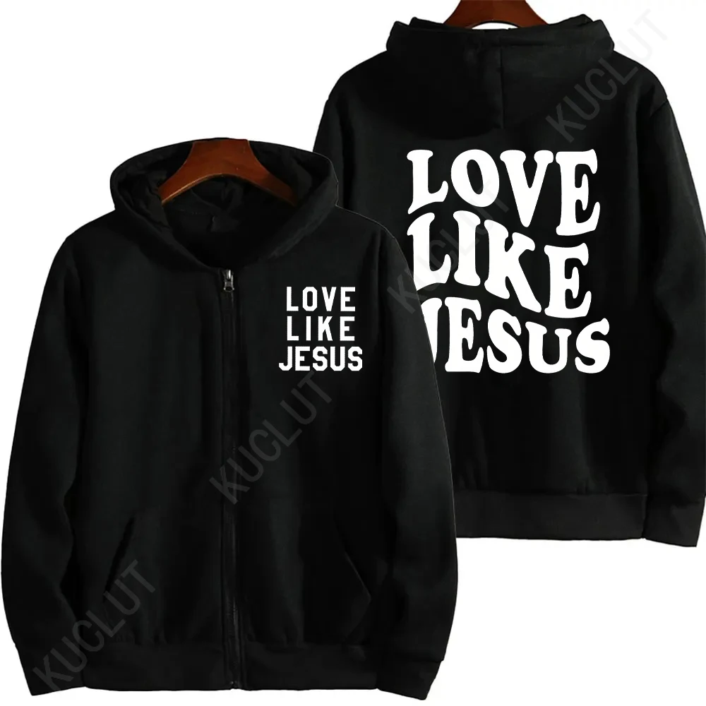 Love Like Jesus Women's Hoodedb Sweatshirts Faith Christian Inspirational Motivational Zipper Hoodies Harajuku Streetwear Hoody