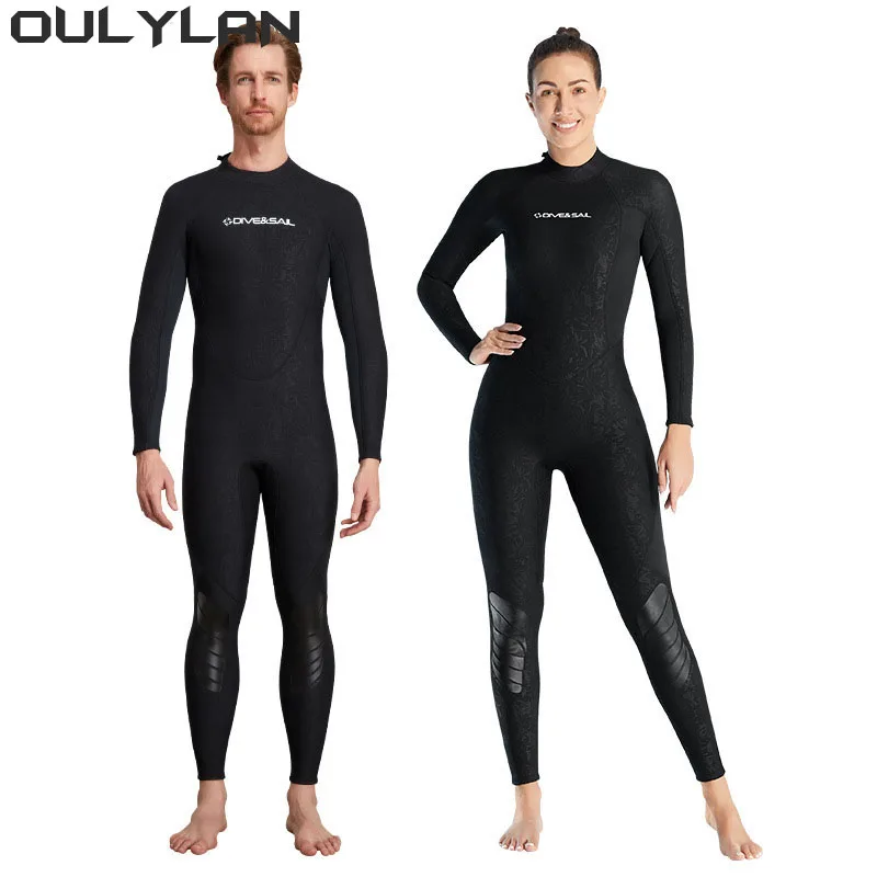 Oulylan 3mm Neoprene Wetsuit One-piece Women Men Long-sleeved Diving Suit Scuba Spearfishing Surfing Warm Swimsuit Equipment