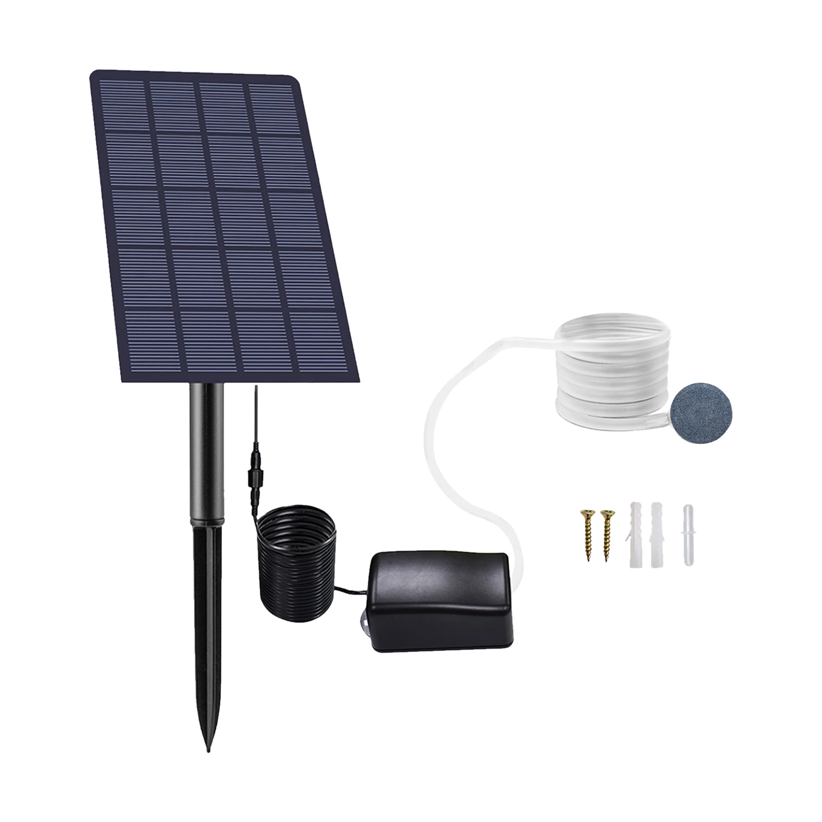 

2W Plug-in Solar Oxygen Pump Fish Tank Aquarium Oxygen Aerator Air Pump with Pipe Air Bubble Stones for Garden Outdoor Pool Pond